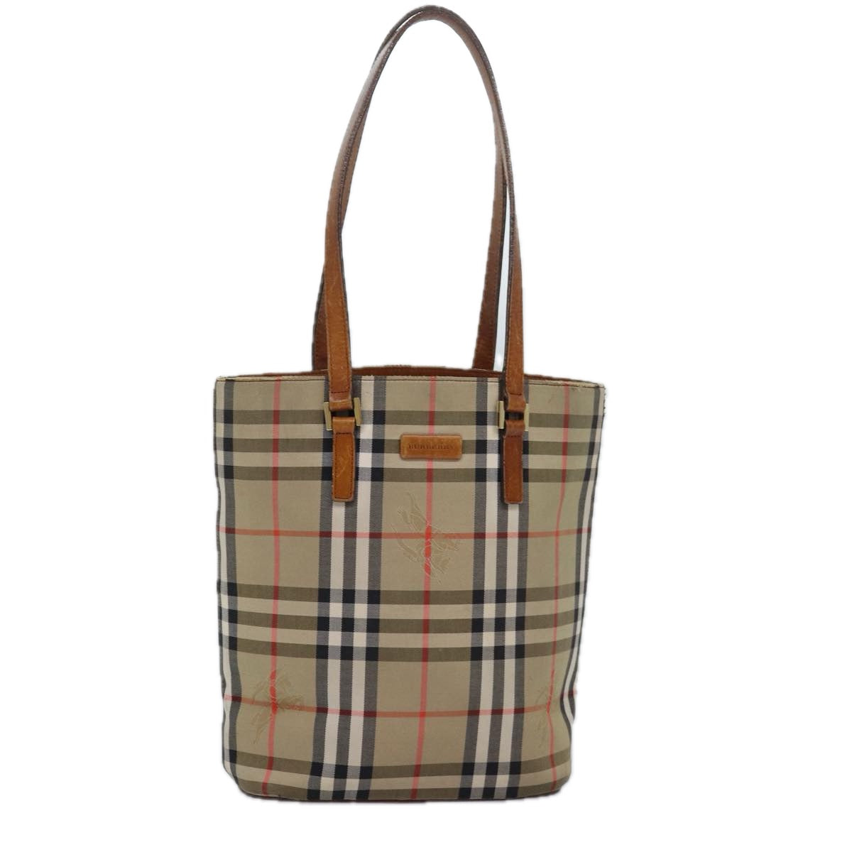 Luxury Burberry Nova Check Tote Bag Canvas Beige Auth yk13983