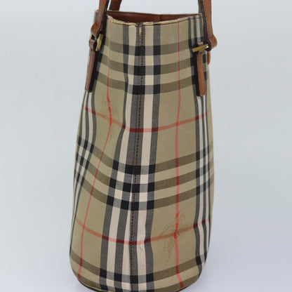 Luxury Burberry Nova Check Tote Bag Canvas Beige Auth yk13983