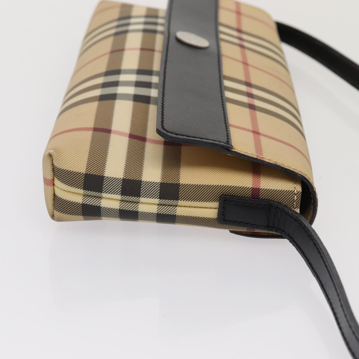 Luxury Burberry Nova Check Shoulder Bag PVC Beige Auth yk13998