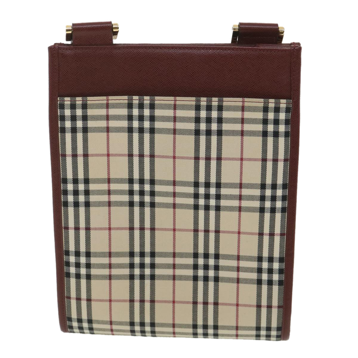 Luxury Burberry Nova Check Shoulder Bag Canvas Beige Wine Red black Auth yk5688