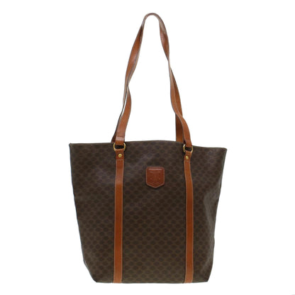 Luxury CELINE Macadam Canvas Tote Bag PVC Leather Brown 6941