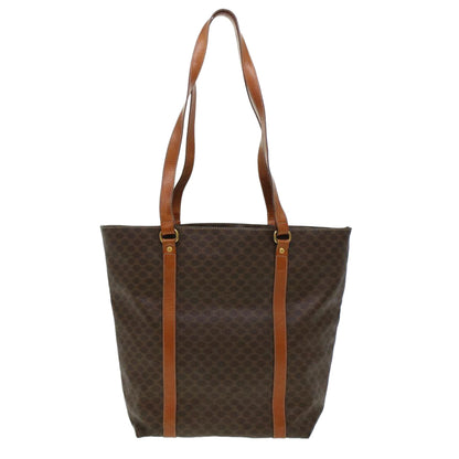 Luxury CELINE Macadam Canvas Tote Bag PVC Leather Brown 6941