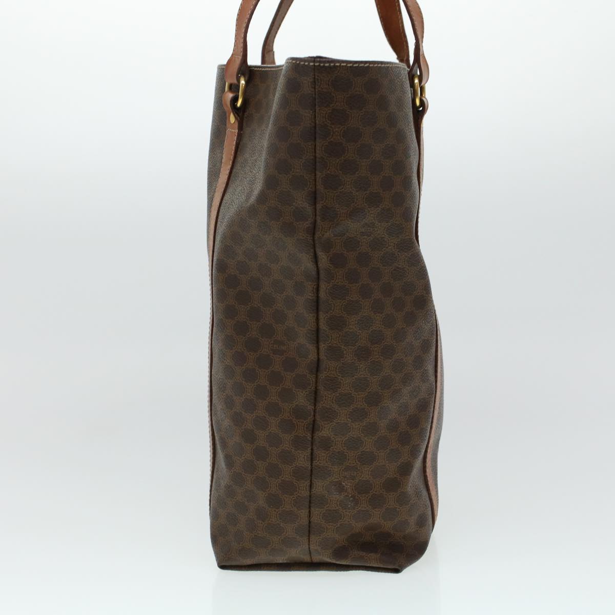 Luxury CELINE Macadam Canvas Tote Bag PVC Leather Brown 6941