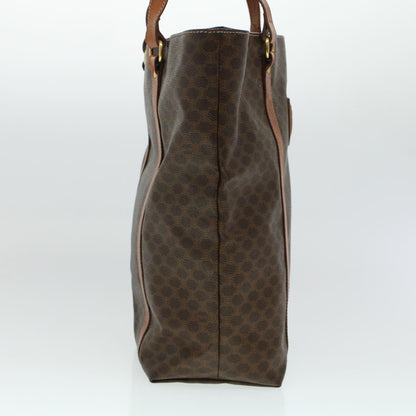Luxury CELINE Macadam Canvas Tote Bag PVC Leather Brown 6941