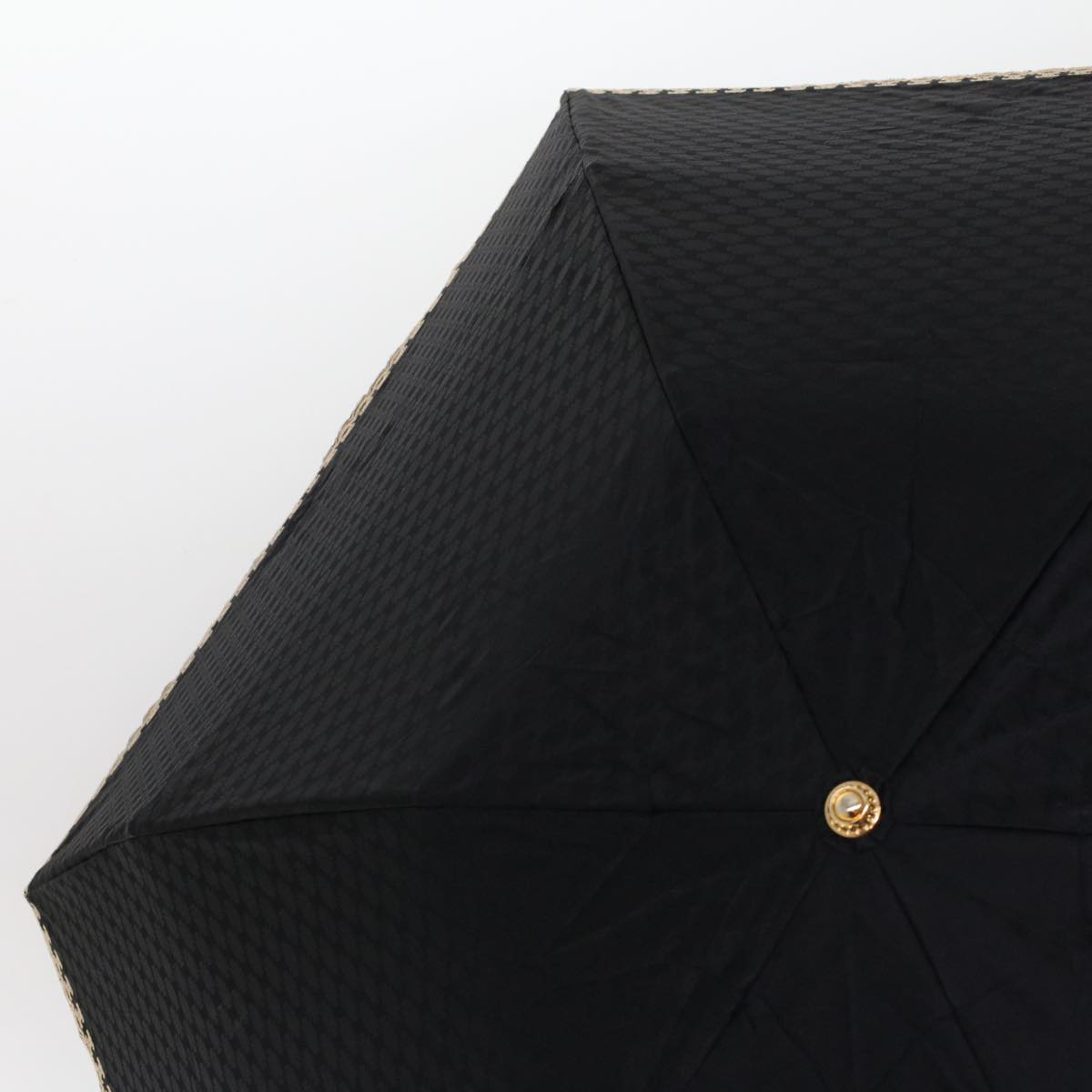 Luxury CELINE Macadam Canvas Folding Umbrella Nylon Black 7406B