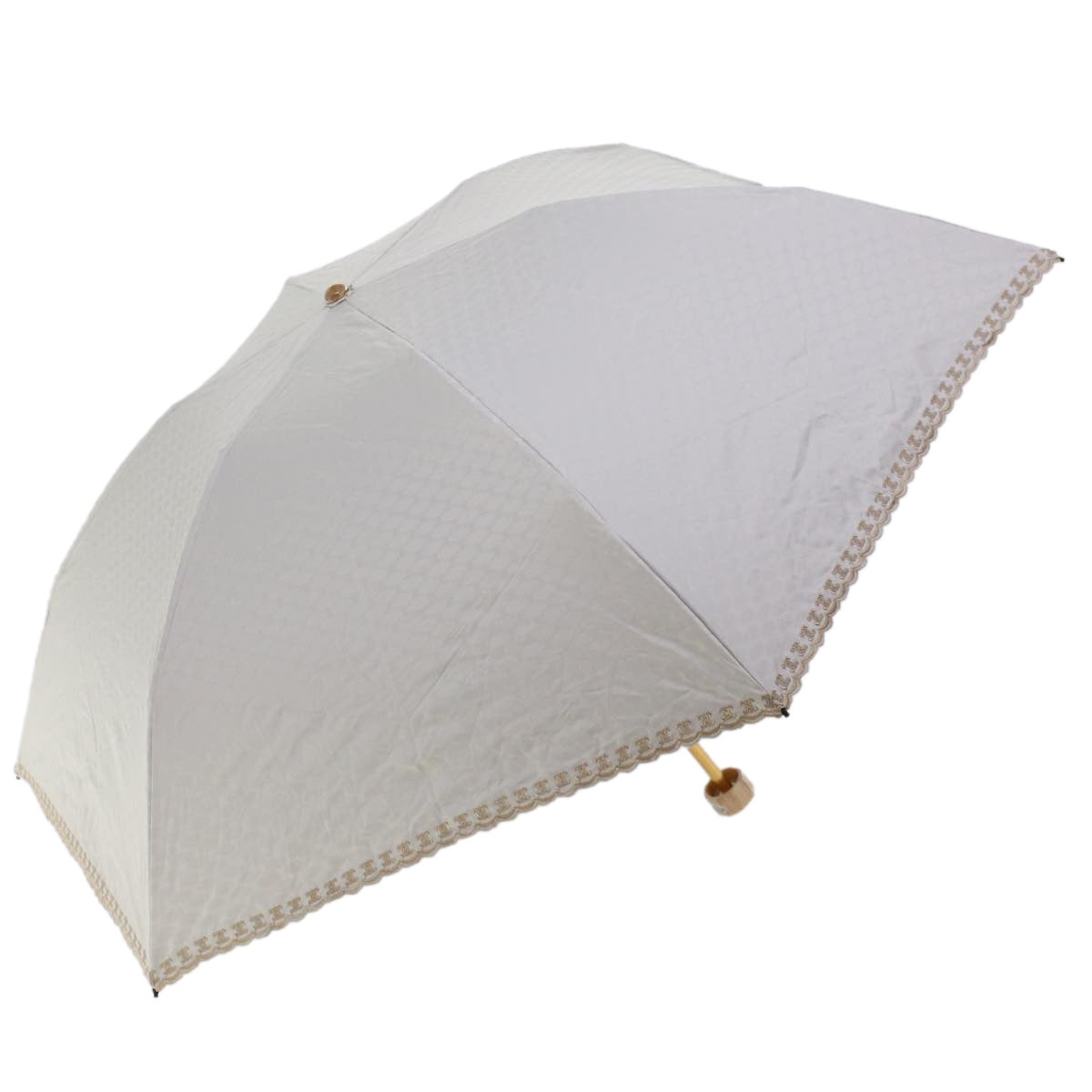 Luxury CELINE Macadam Canvas Folding Umbrella Nylon Beige 7407B