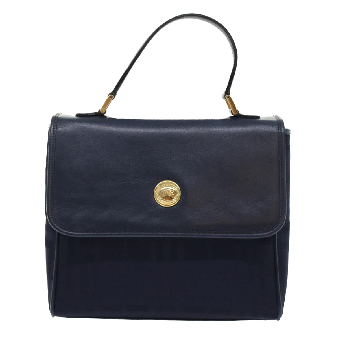 Luxury BurberrySs Nova Check Hand Bag Nylon Leather Blue Auth yk7428