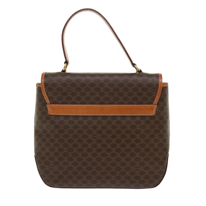 Luxury CELINE Macadam Canvas Hand Bag PVC Leather Brown 7546B