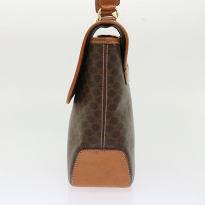Luxury CELINE Macadam Canvas Hand Bag PVC Leather Brown 7546B