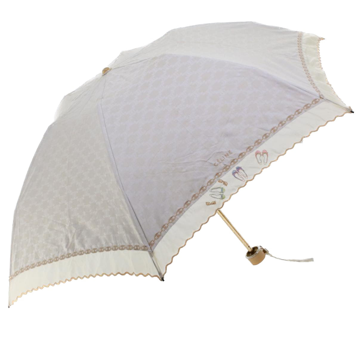 Luxury CELINE Macadam Canvas Folding Umbrella Nylon Whe 7655B