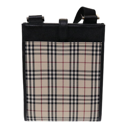 Luxury Burberry Nova Check Shoulder Bag Canvas Beige Black Red Auth yk7666B