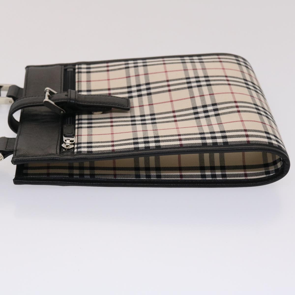 Luxury Burberry Nova Check Shoulder Bag Canvas Beige Black Red Auth yk7666B