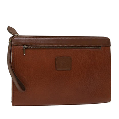 Luxury BurberrySs Clutch Bag Leather Brown Auth yk7778