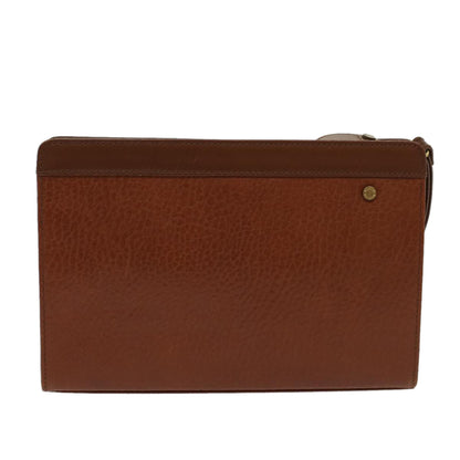 Luxury BurberrySs Clutch Bag Leather Brown Auth yk7778