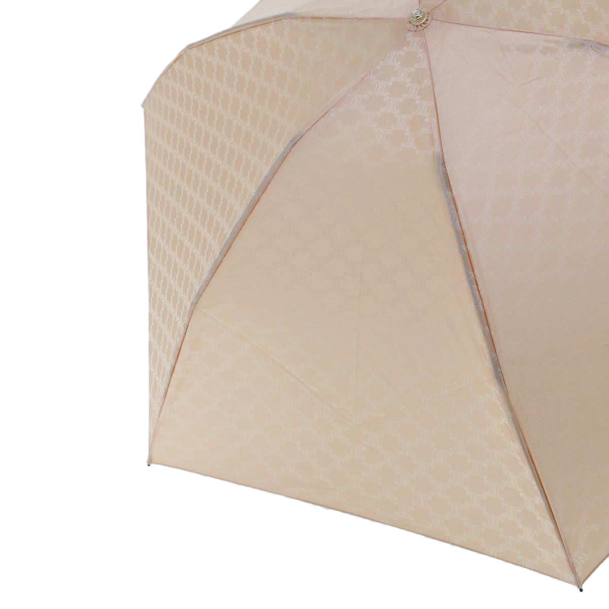 Luxury CELINE Macadam Canvas Folding Umbrella Nylon Pink Beige 7831B