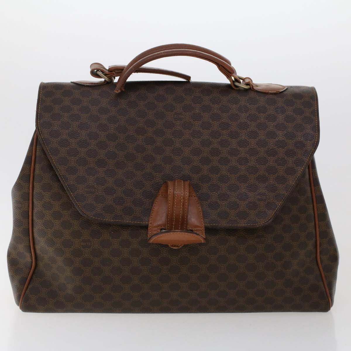 Luxury CELINE Macadam Canvas Hand Bag PVC Leather 2Set Brown 7839B