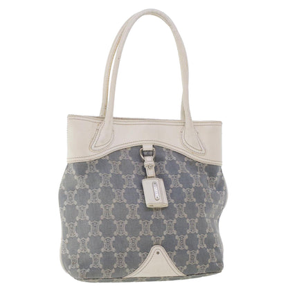 Luxury CELINE Paris Macadam Canvas Tote Bag Blue 7968