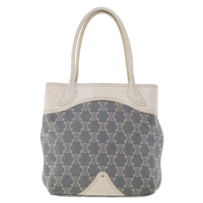 Luxury CELINE Paris Macadam Canvas Tote Bag Blue 7968