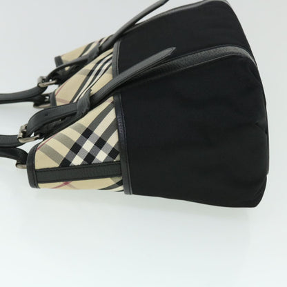 Luxury Burberry Nova Check Tote Bag Nylon Beige Black Auth yk8426