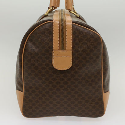 Luxury CELINE Macadam Canvas Boston Bag PVC Leather Brown 8760