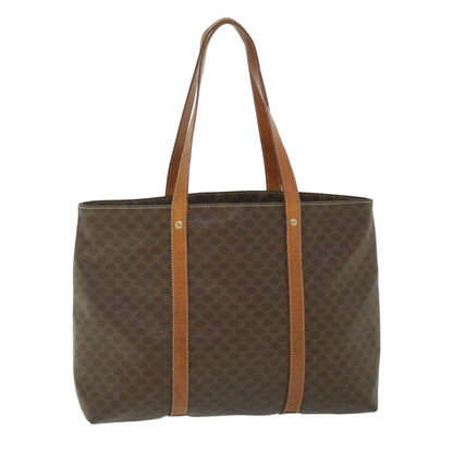 Luxury CELINE Macadam Canvas Tote Bag PVC Leather Brown 8862