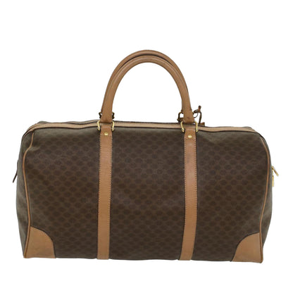 Luxury CELINE Macadam Canvas Boston Bag PVC Leather Brown 8897