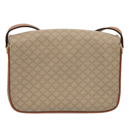 Luxury CELINE Macadam Canvas Shoulder Bag Beige 8964