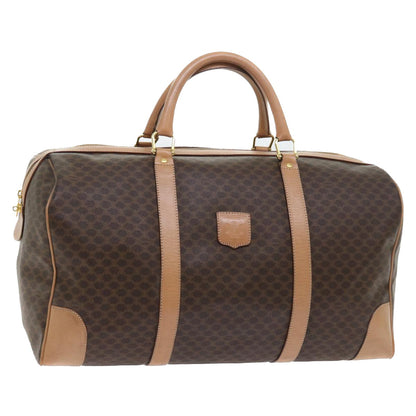 Luxury CELINE Macadam Canvas Boston Bag PVC Leather Brown 9024