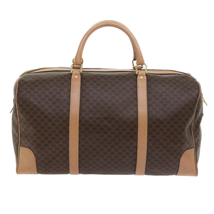 Luxury CELINE Macadam Canvas Boston Bag PVC Leather Brown 9024