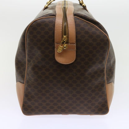 Luxury CELINE Macadam Canvas Boston Bag PVC Leather Brown 9024