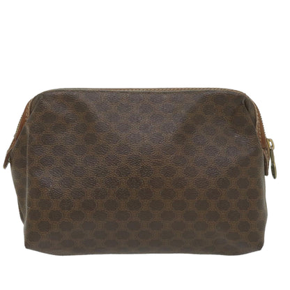 Luxury CELINE Macadam Canvas Pouch PVC Leather Brown 9282