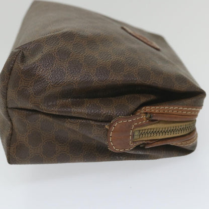 Luxury CELINE Macadam Canvas Pouch PVC Leather Brown 9282
