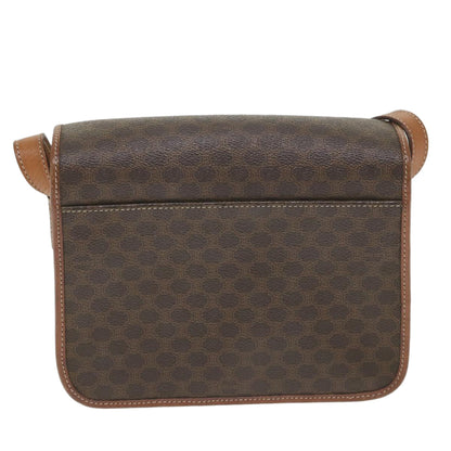 Luxury CELINE Macadam Canvas Shoulder Bag PVC Leather Brown 9354