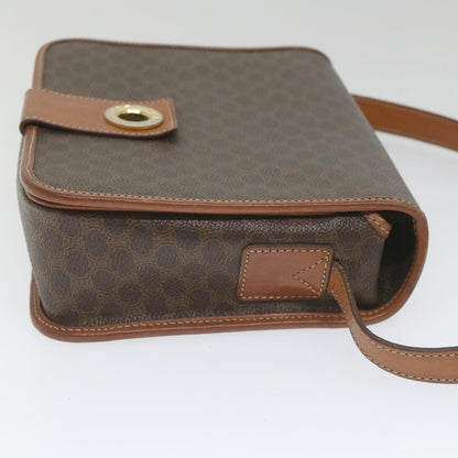 Luxury CELINE Macadam Canvas Shoulder Bag PVC Leather Brown 9354
