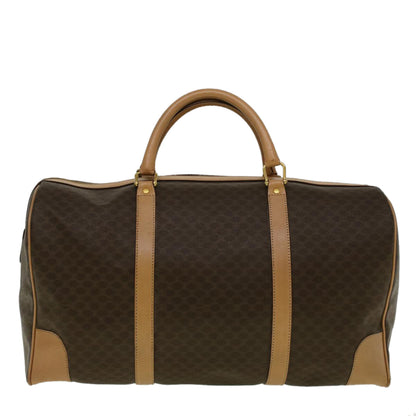 Luxury CELINE Macadam Canvas Boston Bag PVC Leather Brown 9392