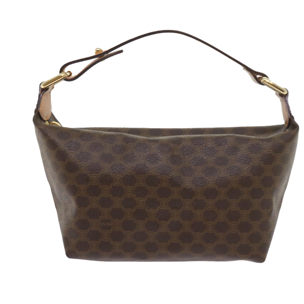 Luxury CELINE Macadam Canvas Hand Bag PVC Leather Brown 9399