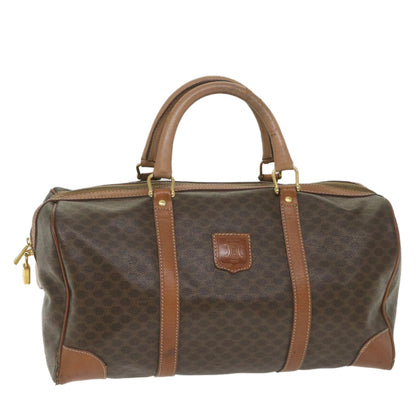 Luxury CELINE Macadam Canvas Boston Bag PVC Leather Brown 9426