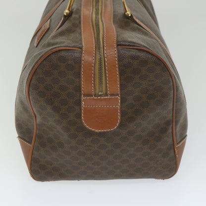 Luxury CELINE Macadam Canvas Boston Bag PVC Leather Brown 9426