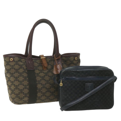 Luxury CELINE Macadam Canvas Shoulder Bag 2Set Brown Navy 9429