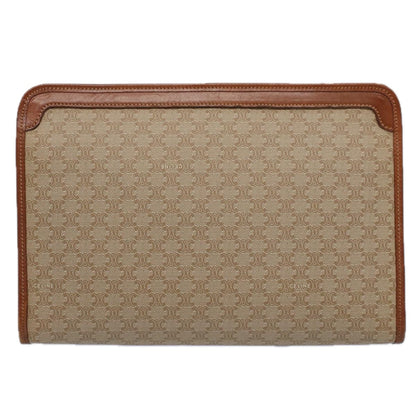 Luxury CELINE Macadam Canvas Clutch Bag Beige 9598