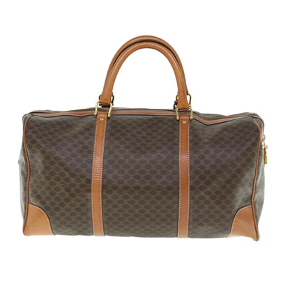 Luxury CELINE Macadam Canvas Boston Bag PVC Leather Brown 9937